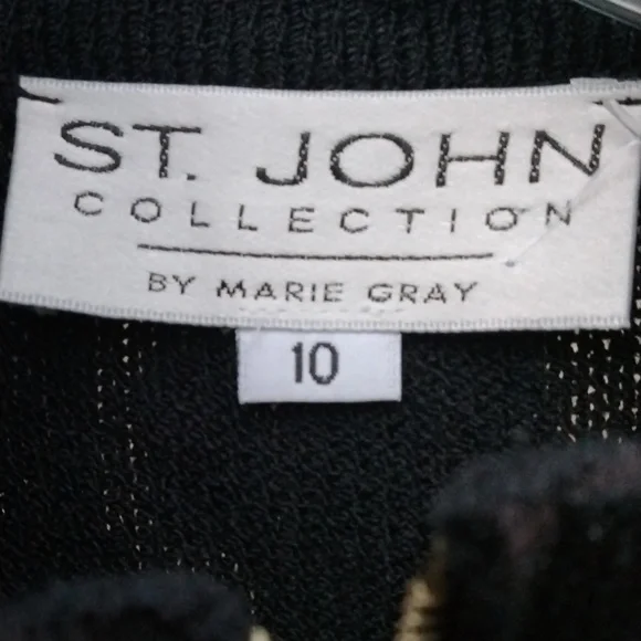 ST JOHN COLLECTION MARIE GRAY BLACK KNIT DRESS SIZE 10 - Picture 4 of 11